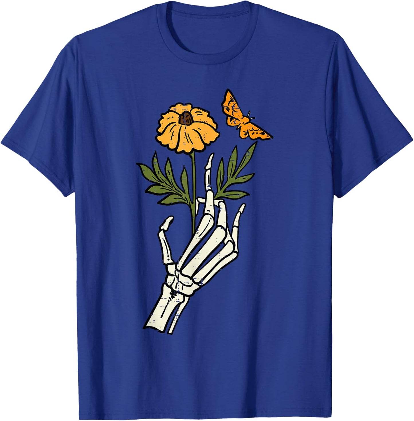 Floral Skeleton Hand Flower Retro Vintage Halloween Women T-Shirt - T-Shirt | Royal