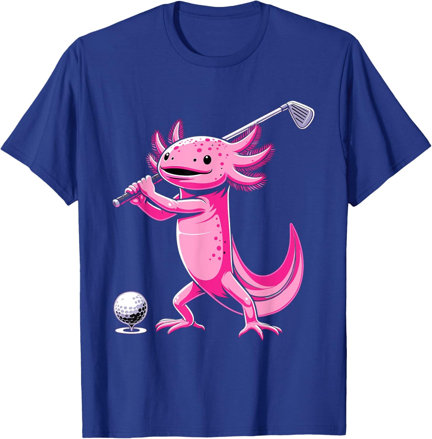 Axolotl Playing Golf Funny Golfing Lover Golfer T-Shirt - T-Shirt | Royal