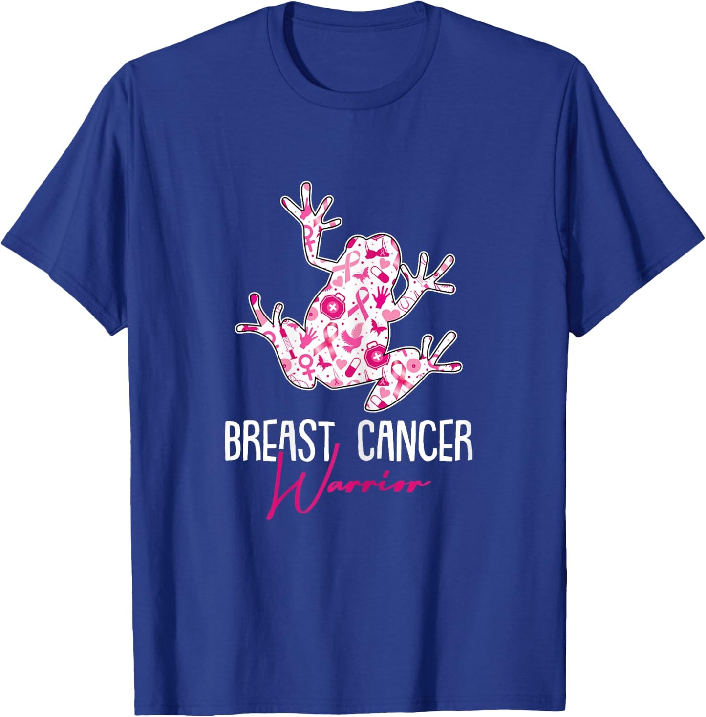 Breast Cancer Warrior Awareness Ribbon Frog Lover Survivor T-Shirt - T-Shirt | Royal