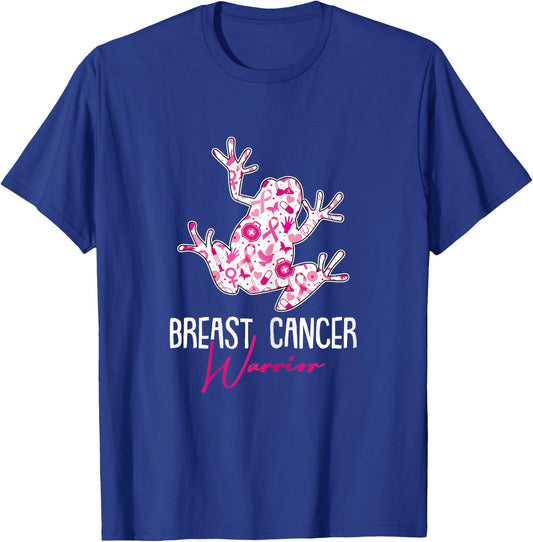 Breast Cancer Warrior Awareness Ribbon Frog Lover Survivor T-Shirt - T-Shirt | Royal