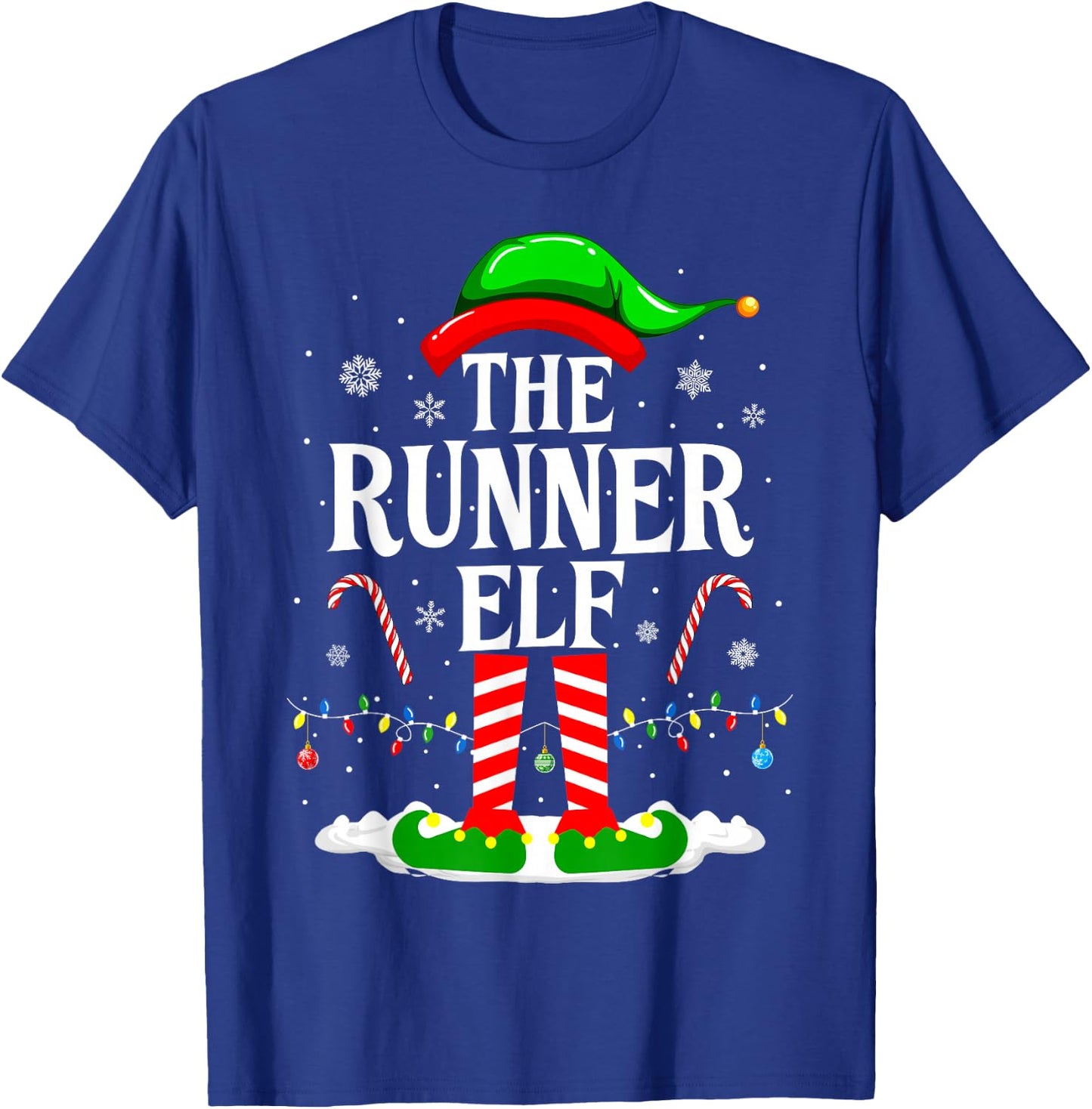 The Runner Elf Xmas Funny Runners Christmas Running T-Shirt - T-Shirt | Royal