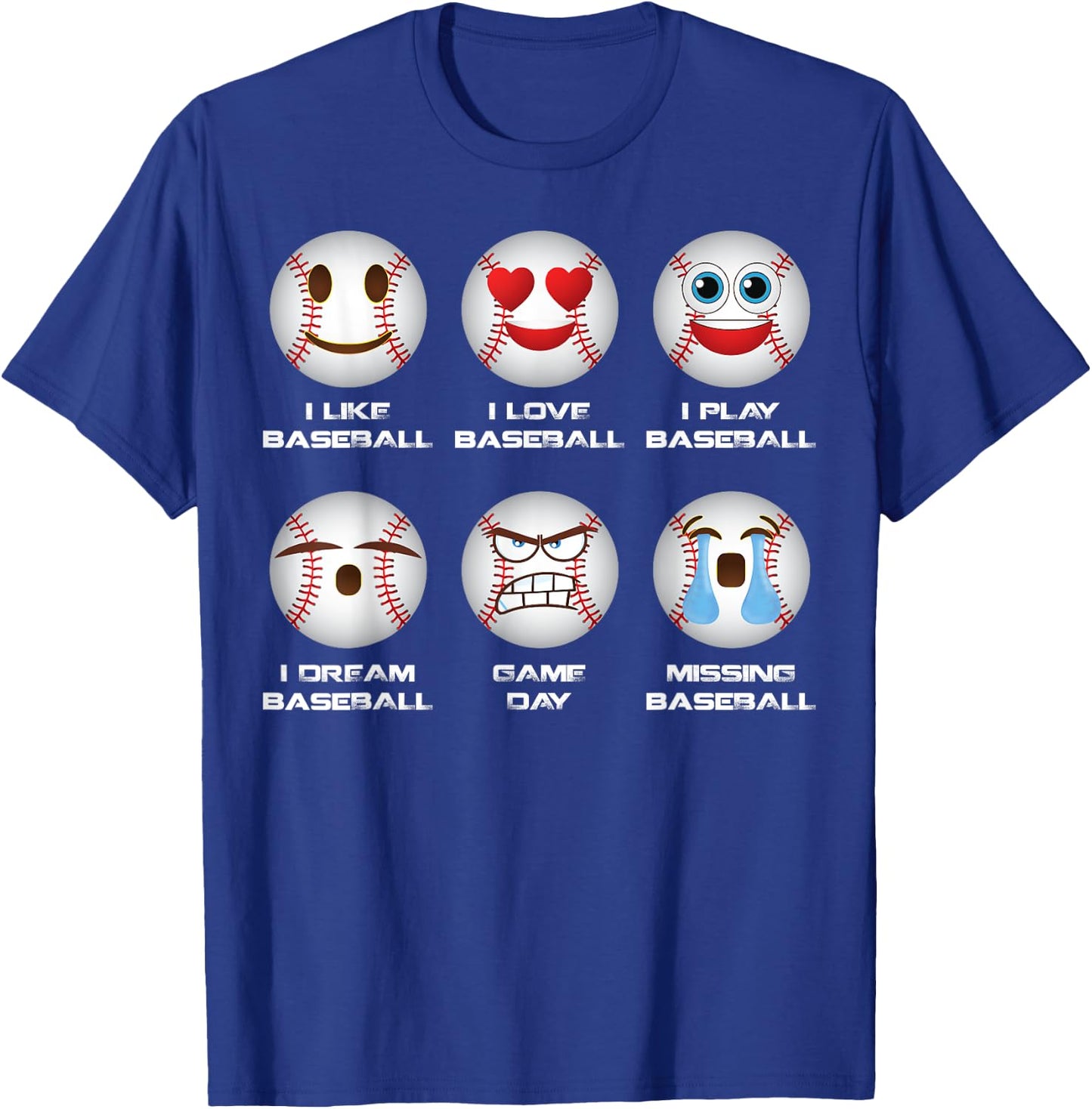 Baseball Emoji I Love Baseball Emoticon Social Baseball Fun T-Shirt - T-Shirt | Royal