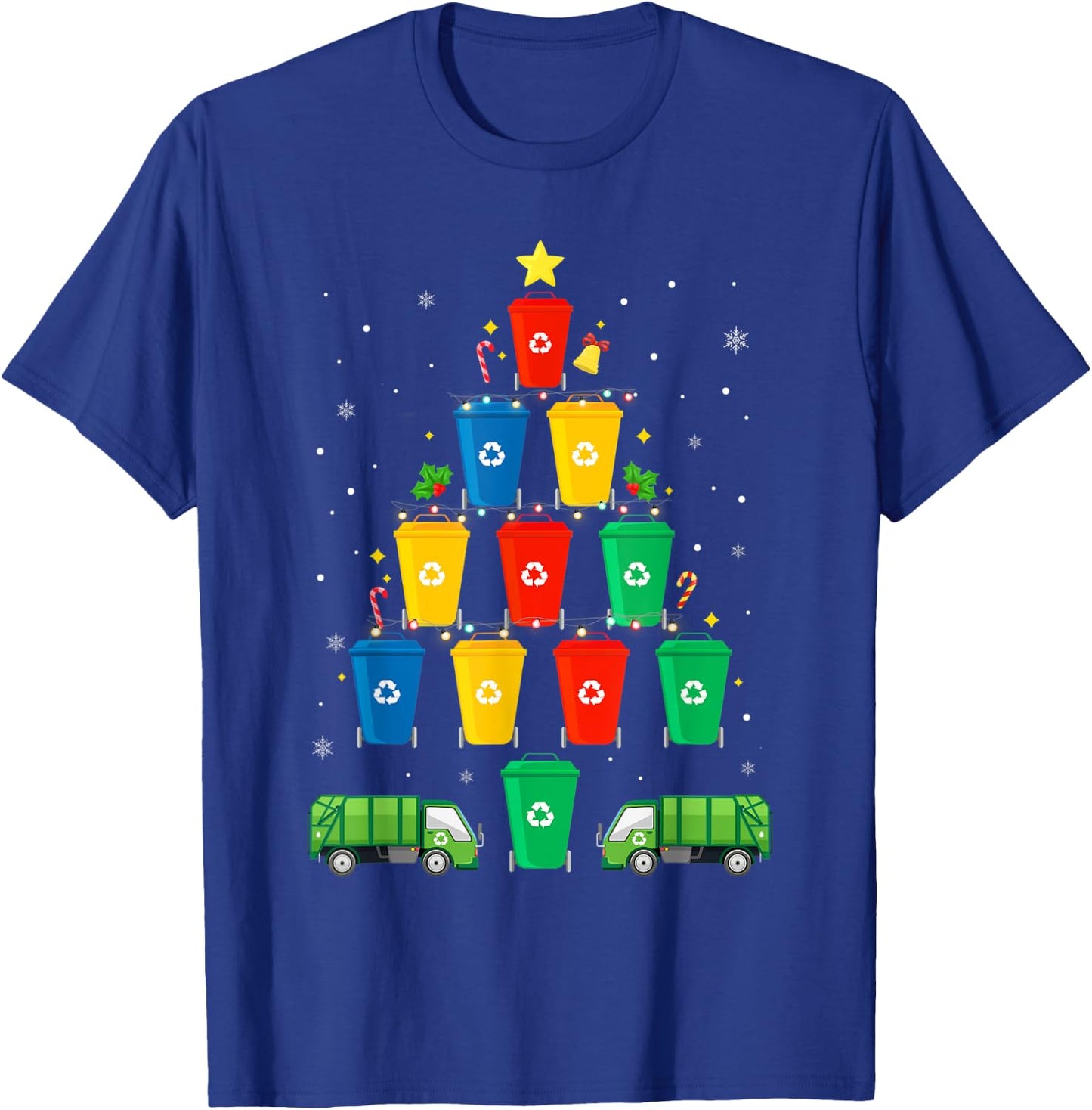 Garbage Truck Christmas Tree Merry Xmas Trash Truck Boy T-Shirt - T-Shirt | Royal