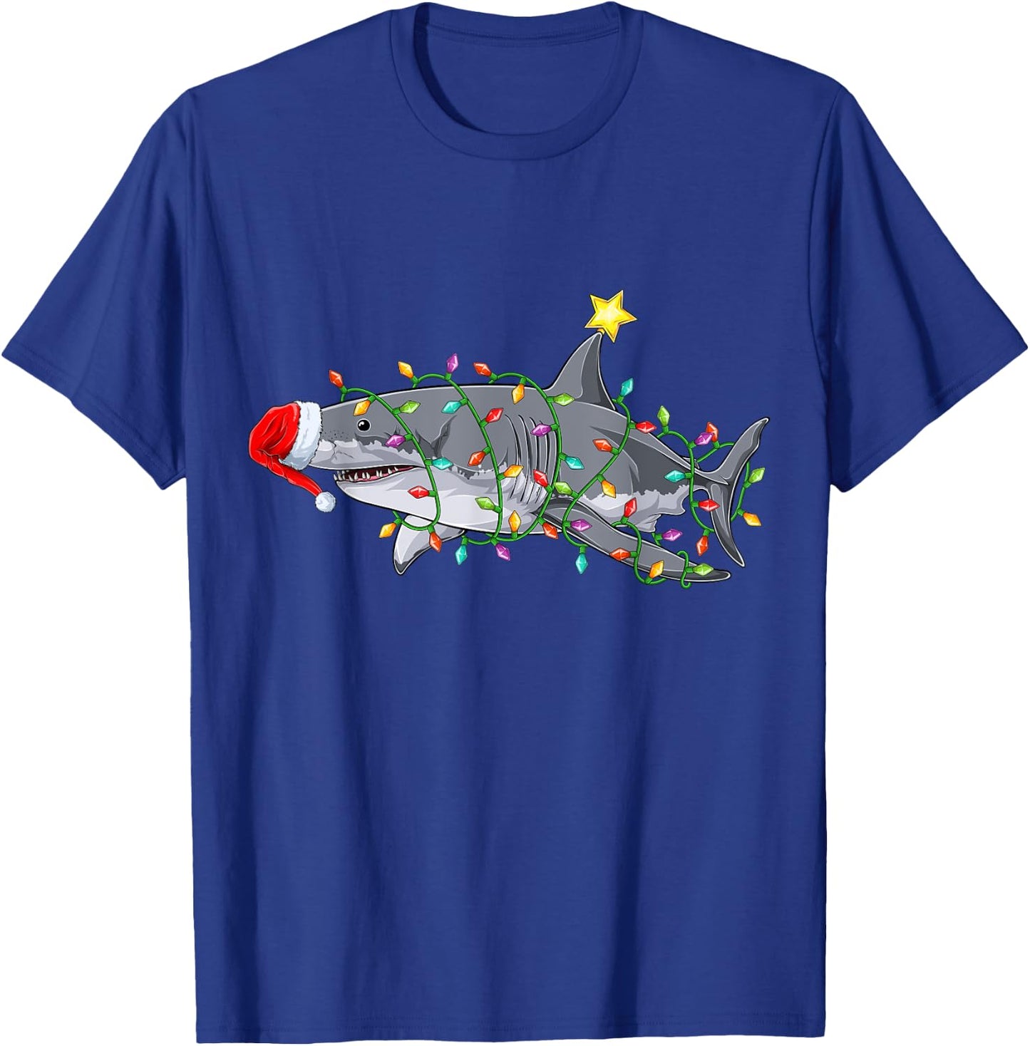 Funny Santa Sharkmas Xmas Costume Shark Christmas Tree T-Shirt - T-Shirt | Royal