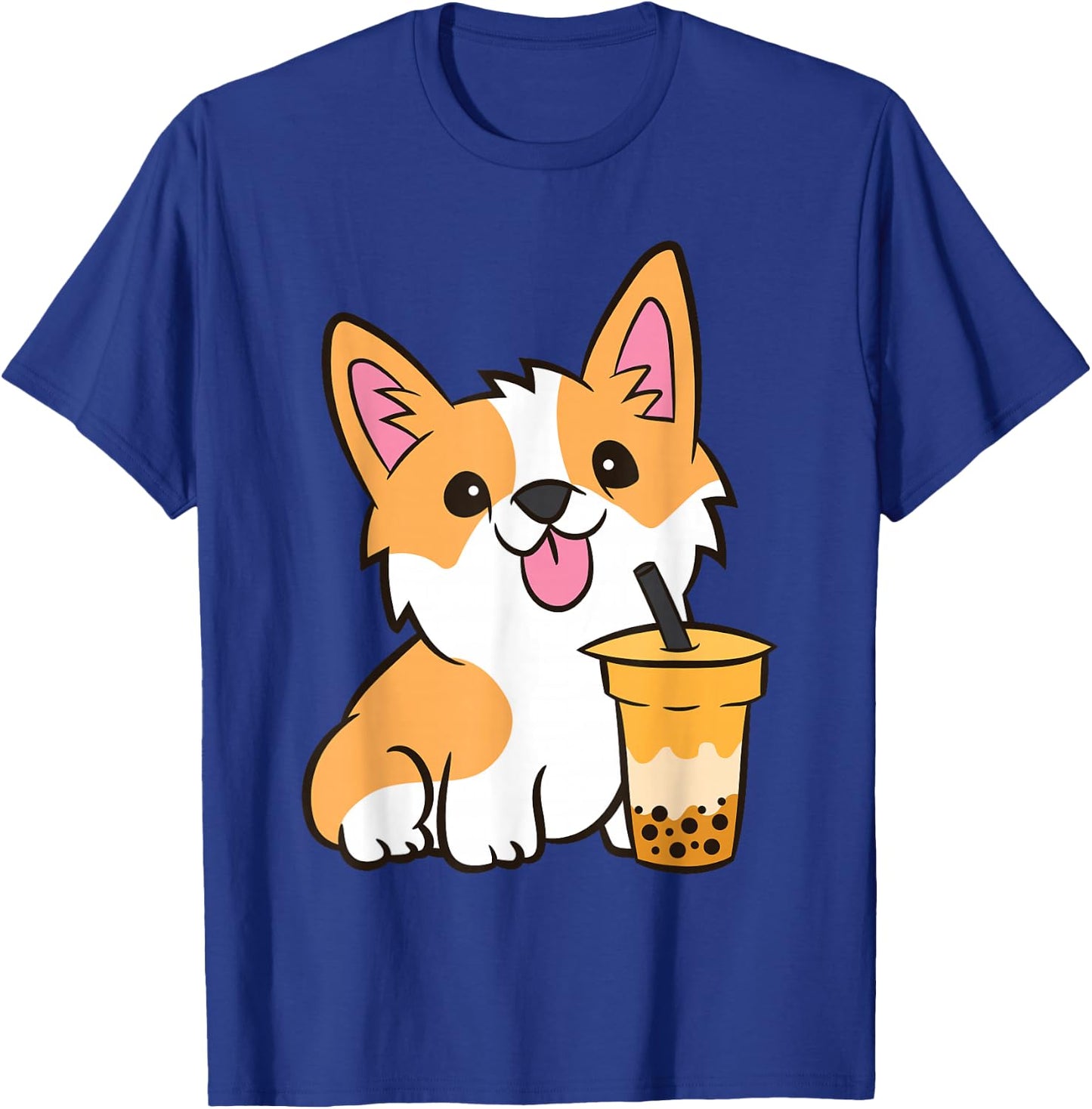 Kawaii Corgi Dog Drinking Bubble Tea Boba Tea Corgi Puppy T-Shirt - T-Shirt | Royal