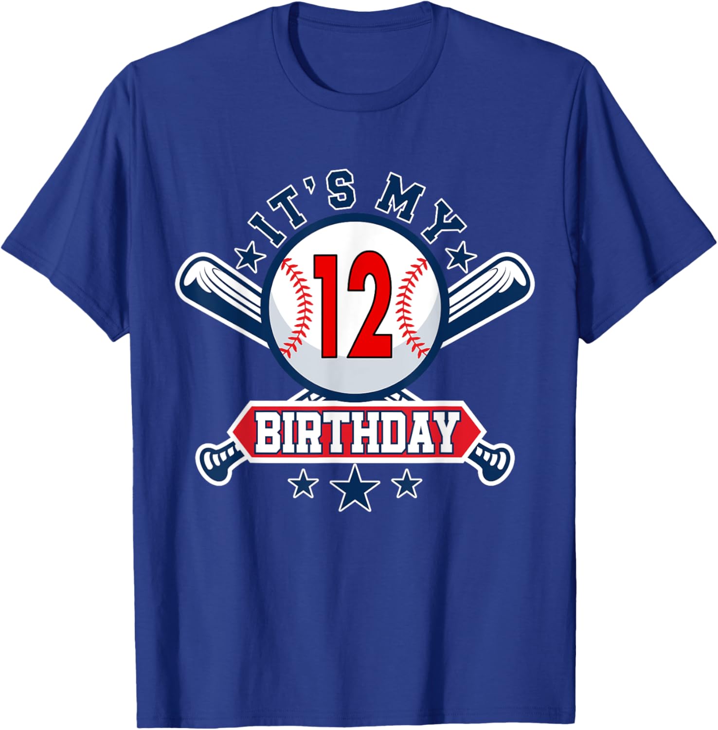 12 Years Old Kids Baseball Player 12th Birthday Party Boys T-Shirt - T-Shirt | Royal