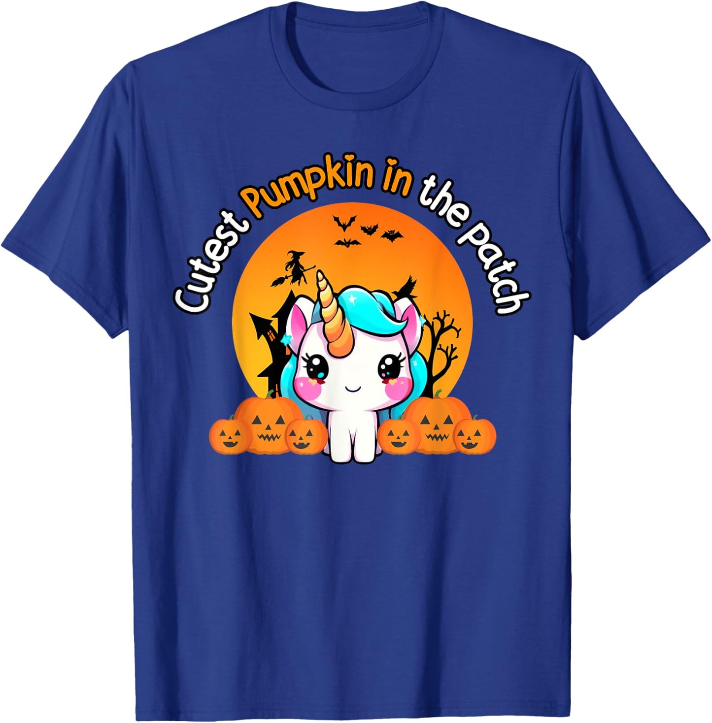 Cutest Pumpkin In The Patch Unicorn witch Halloween kawaii T-Shirt - T-Shirt | Royal