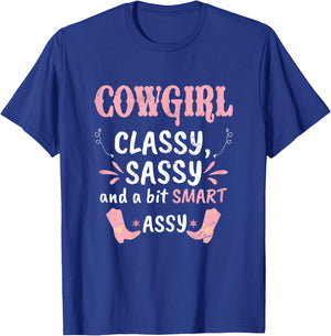 Funny Cowgirl Graphic Women Girls Cowgirl Western Rodeo T-Shirt - T-Shirt | Royal