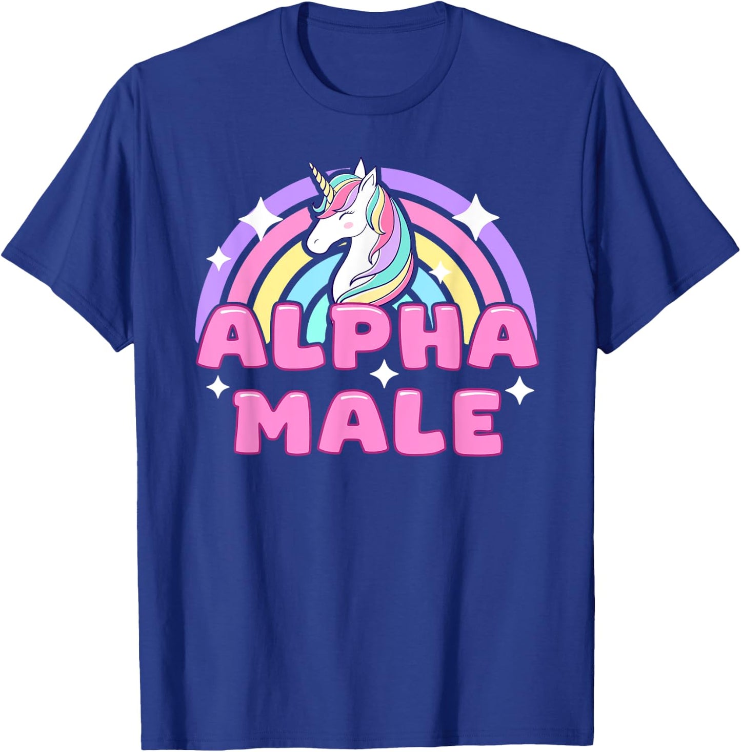 Alpha Male Unicorn Funny Sarcastic Ironic Pink Y2K Meme T-Shirt - T-Shirt | Royal