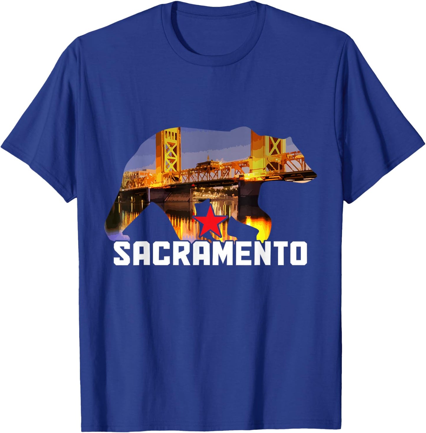 Sacramento California Bear Skyline Pride Vintage T-Shirt - T-Shirt | Royal