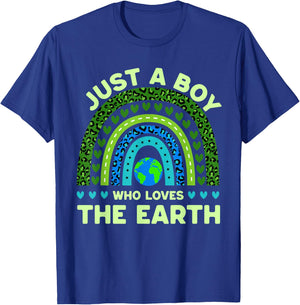 Just A Boy Who Loves The Earth | Earth Day 2024 Rainbow T-Shirt - T-Shirt | Royal