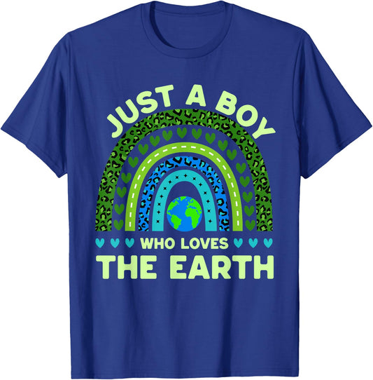 Just A Boy Who Loves The Earth | Earth Day 2024 Rainbow T-Shirt - T-Shirt | Royal