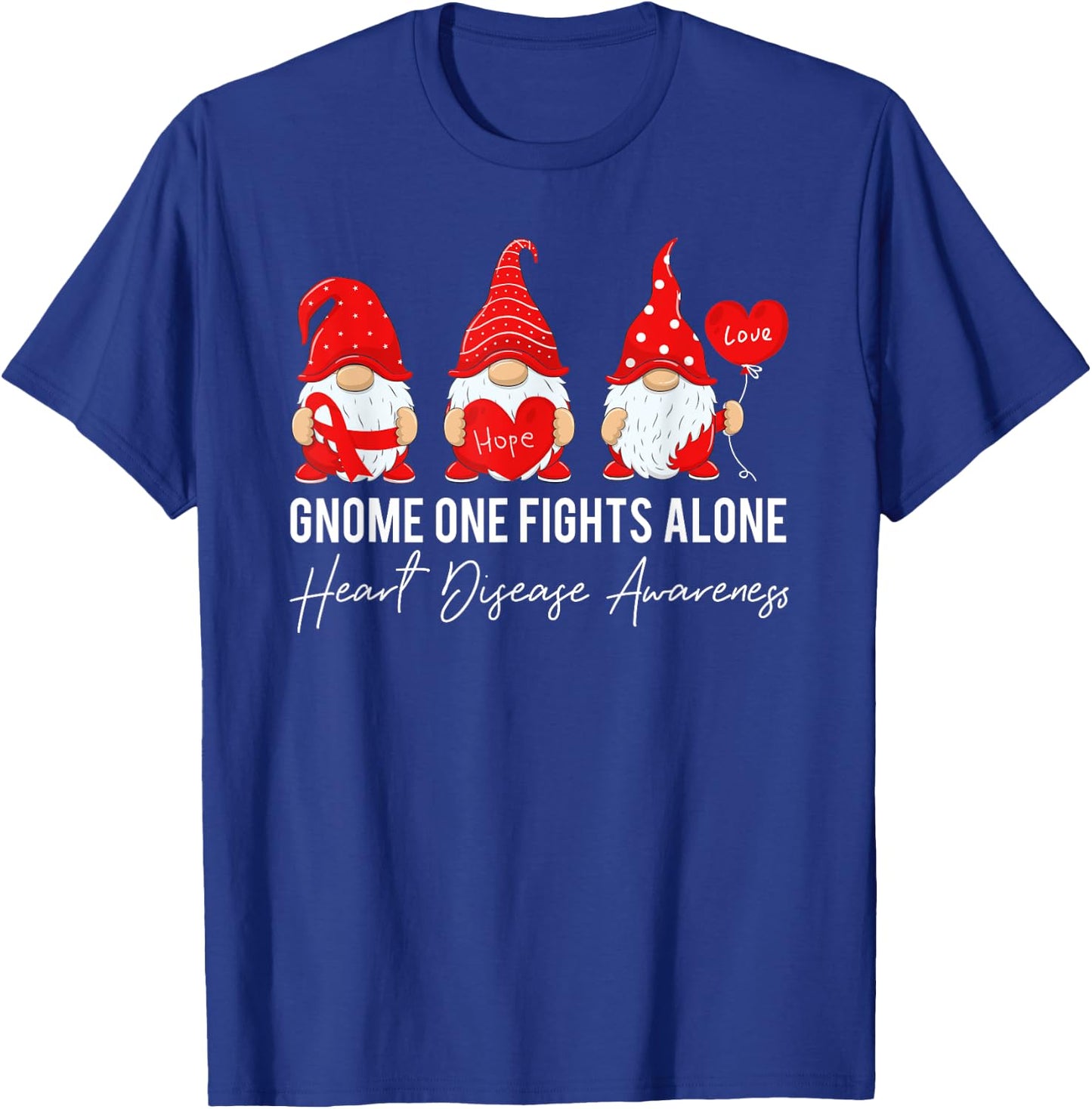 Gnome Fights Heart Disease Awareness Month Red Ribbon T-Shirt - T-Shirt | Royal