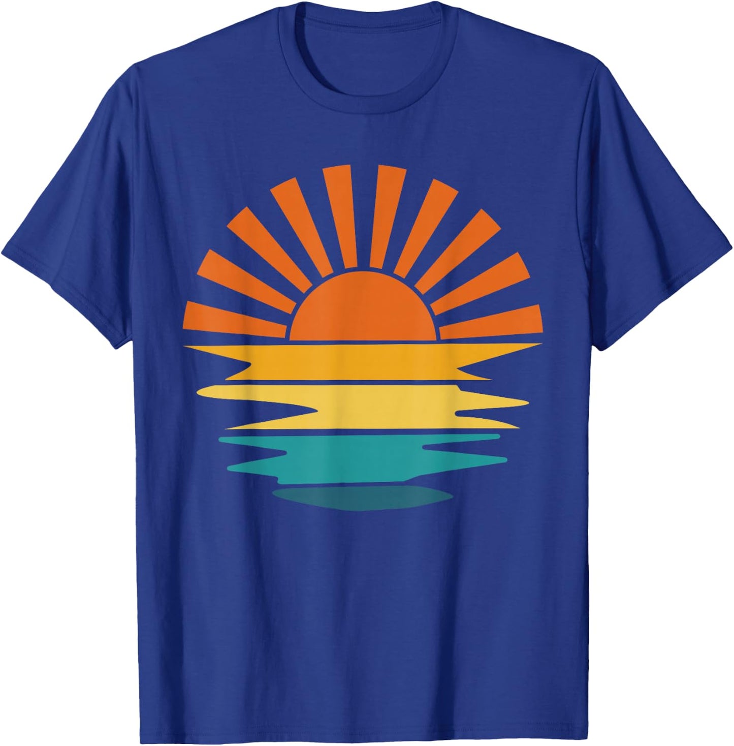 Retro Sunset Rays Wavy Vintage Retro Sunshine Sun Rays vibes T-Shirt - T-Shirt | Royal