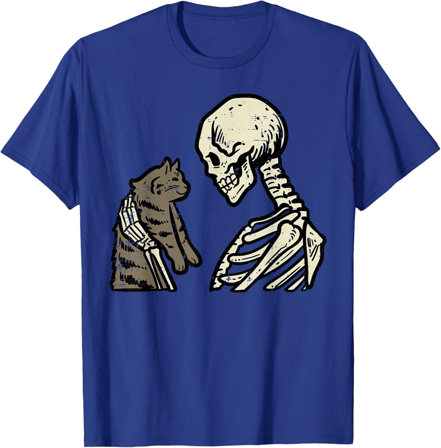 Skeleton Cat Cute Kitten Funny Halloween Men Women Girl Kids T-Shirt - T-Shirt | Royal