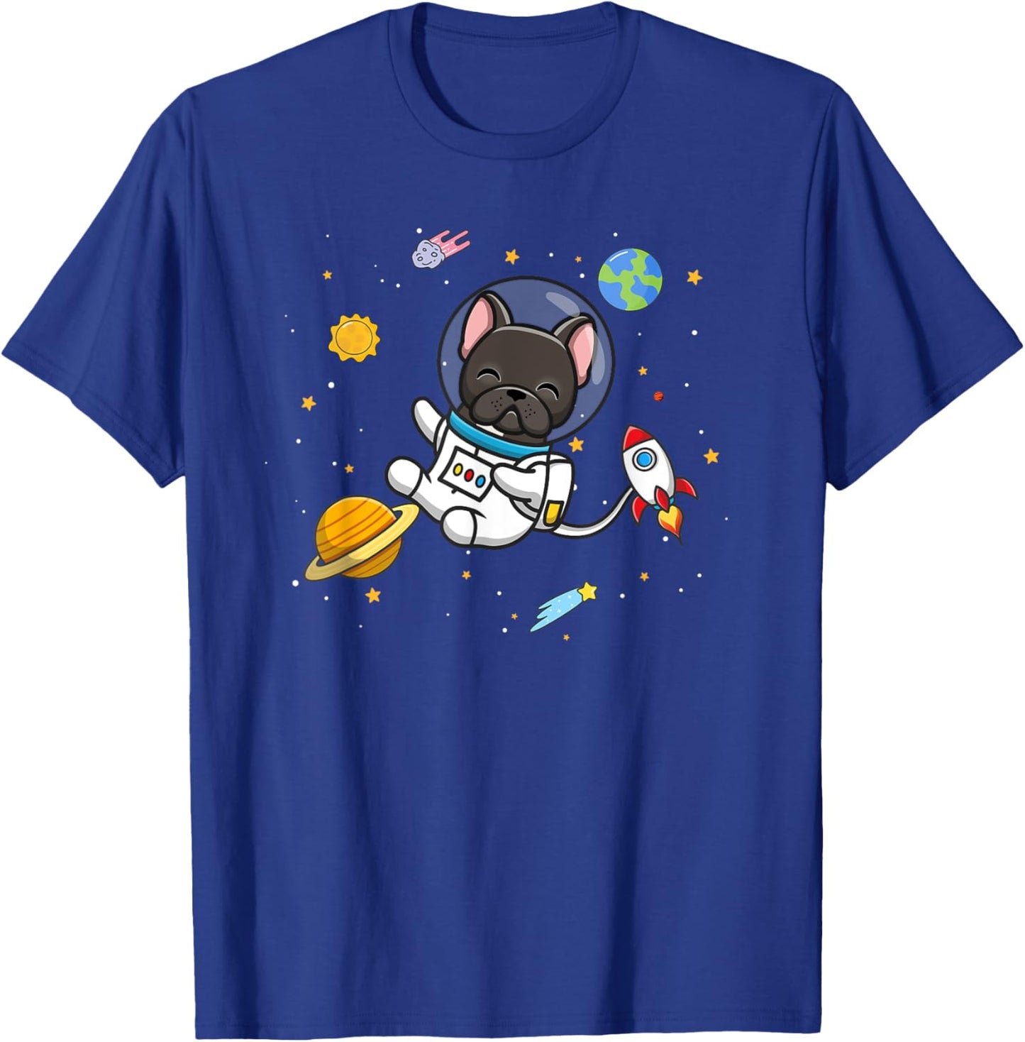 Funny Kids & Boys Kawaii Space Black French Bulldog Lover T-Shirt - T-Shirt | Royal