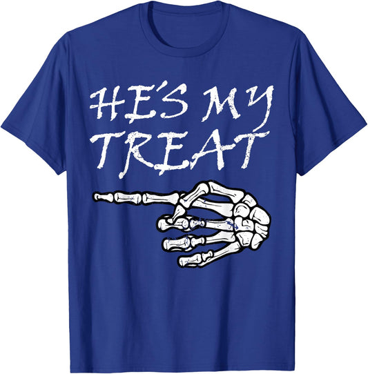 Hes My Treat Skeleton Halloween Costume Matching Couple Hers T-Shirt - T-Shirt | Royal