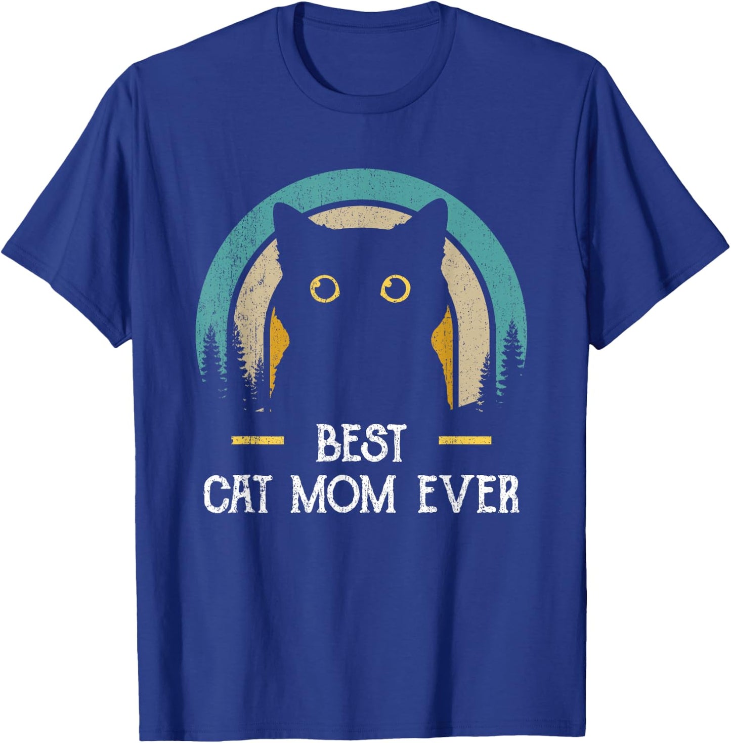 Mother's Day Cat Mommy Black Cat, Retro Best Cat Mom Ever T-Shirt - T-Shirt | Royal