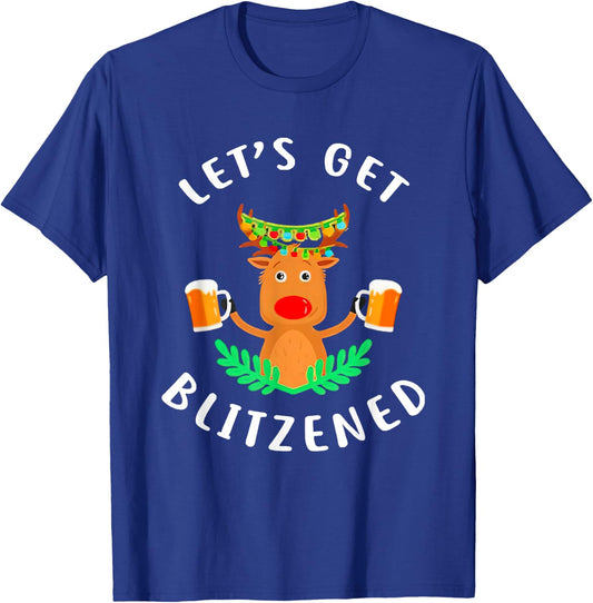 Reindeer Let’s Get Blitzened T-Shirt - T-Shirt | Royal