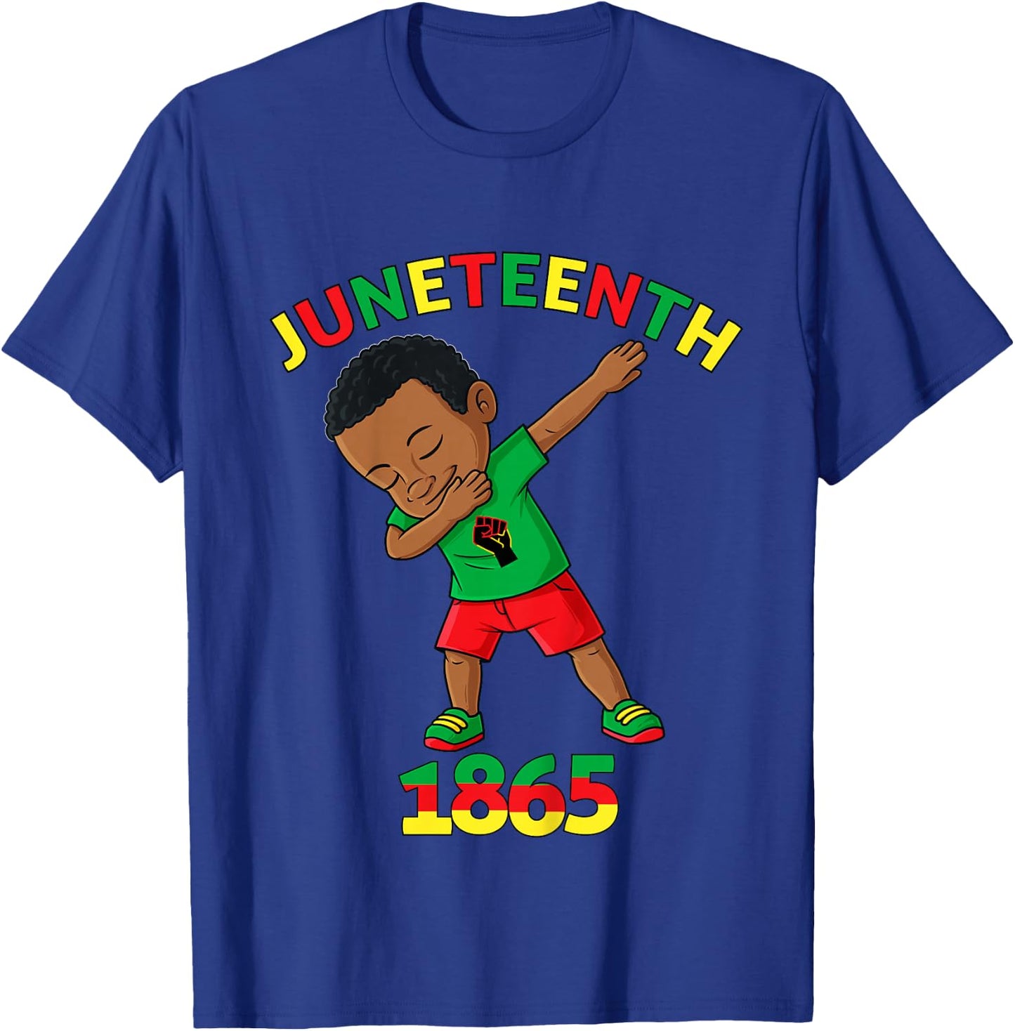 Kids Dabbing Black King Juneteenth 1865 Brown Skin Boys Dab T-Shirt - T-Shirt | Royal