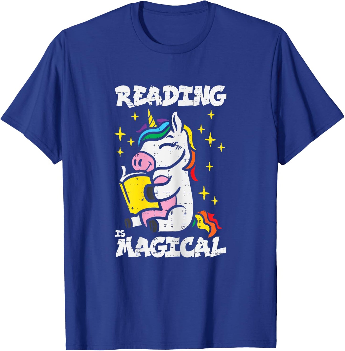 Unicorn Reading Magical Book Lover Bookworm Girls Librarian T-Shirt - T-Shirt | Royal