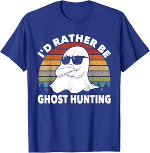 I'd Rather Be Ghost Hunting Retro Funny Ghost Hunter T-Shirt - T-Shirt | Royal