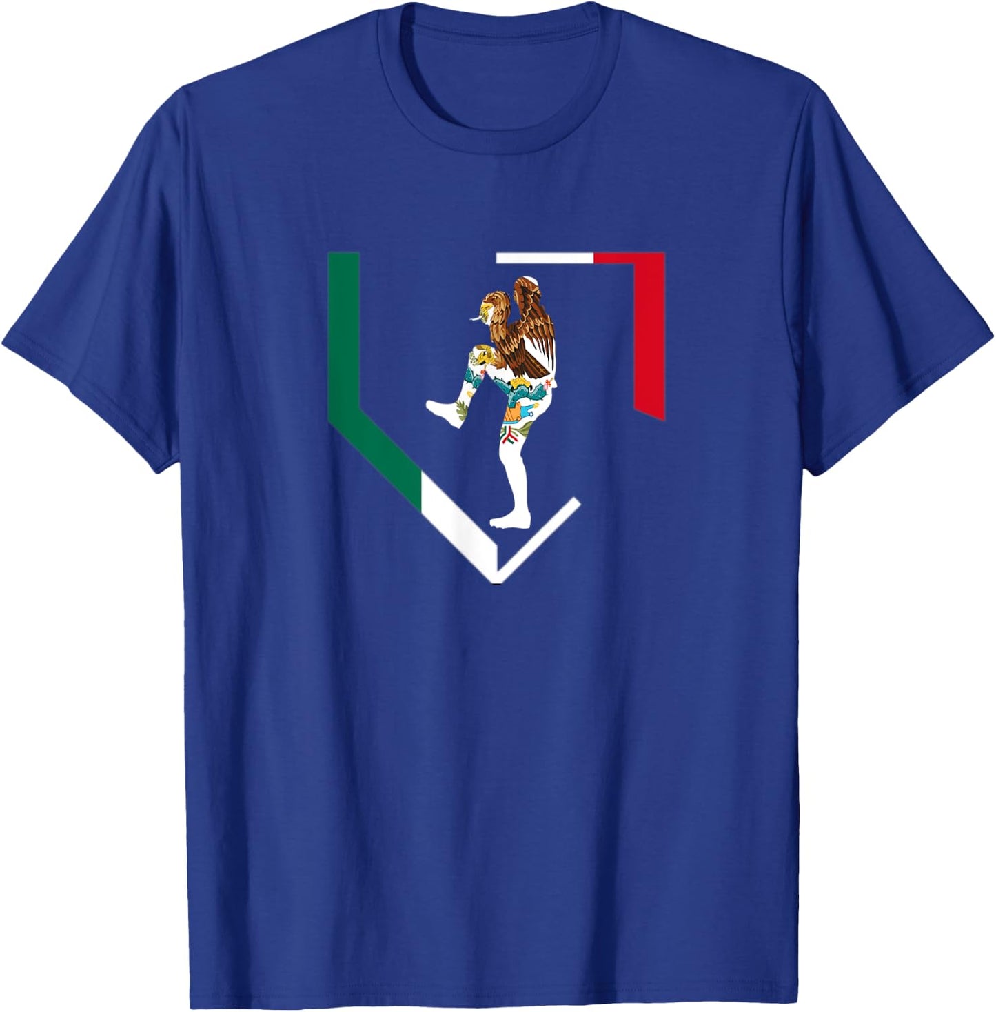 Mexico Baseball Pitcher Mexican Flag Home Plate Béisbol Team T-Shirt - T-Shirt | Royal