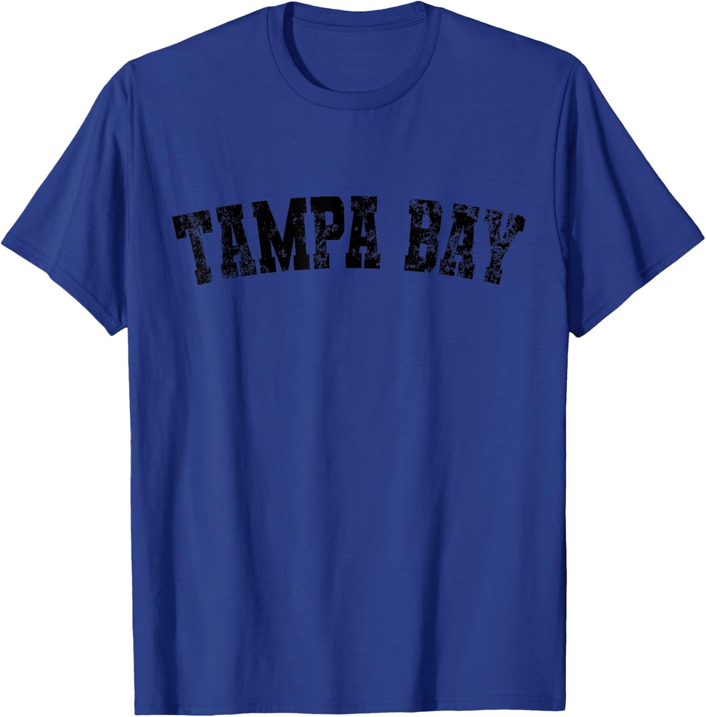 Vintage Tampa Bay Florida Distressed Bold Black Text Apparel T-Shirt - T-Shirt | Royal