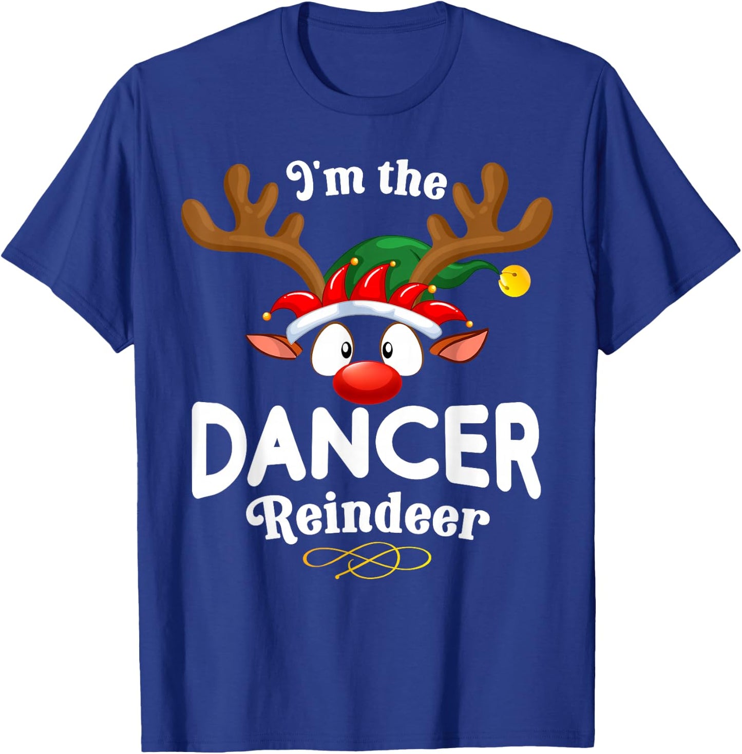 99 Gifts Christmas Family Matching Reindeer Outfit - Dancer Xmas Reindeer -Adults Black Cotton/Polyester Short Sleeve - Small T-Shirt - T-Shirt | Royal