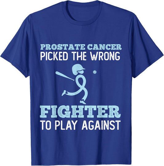 Baseball Player Prostate Cancer Patient Fighting Cancer T-Shirt - T-Shirt | Royal
