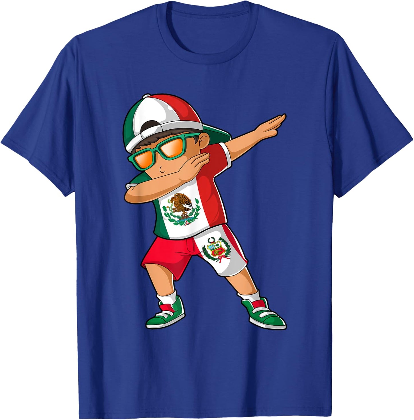 Half Mexican Half Peruvian Boy Mexico Peru Flag T-Shirt - T-Shirt | Royal