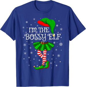Family Matching Women Girls I'm The Bossy Elf Christmas T-Shirt - T-Shirt | Royal