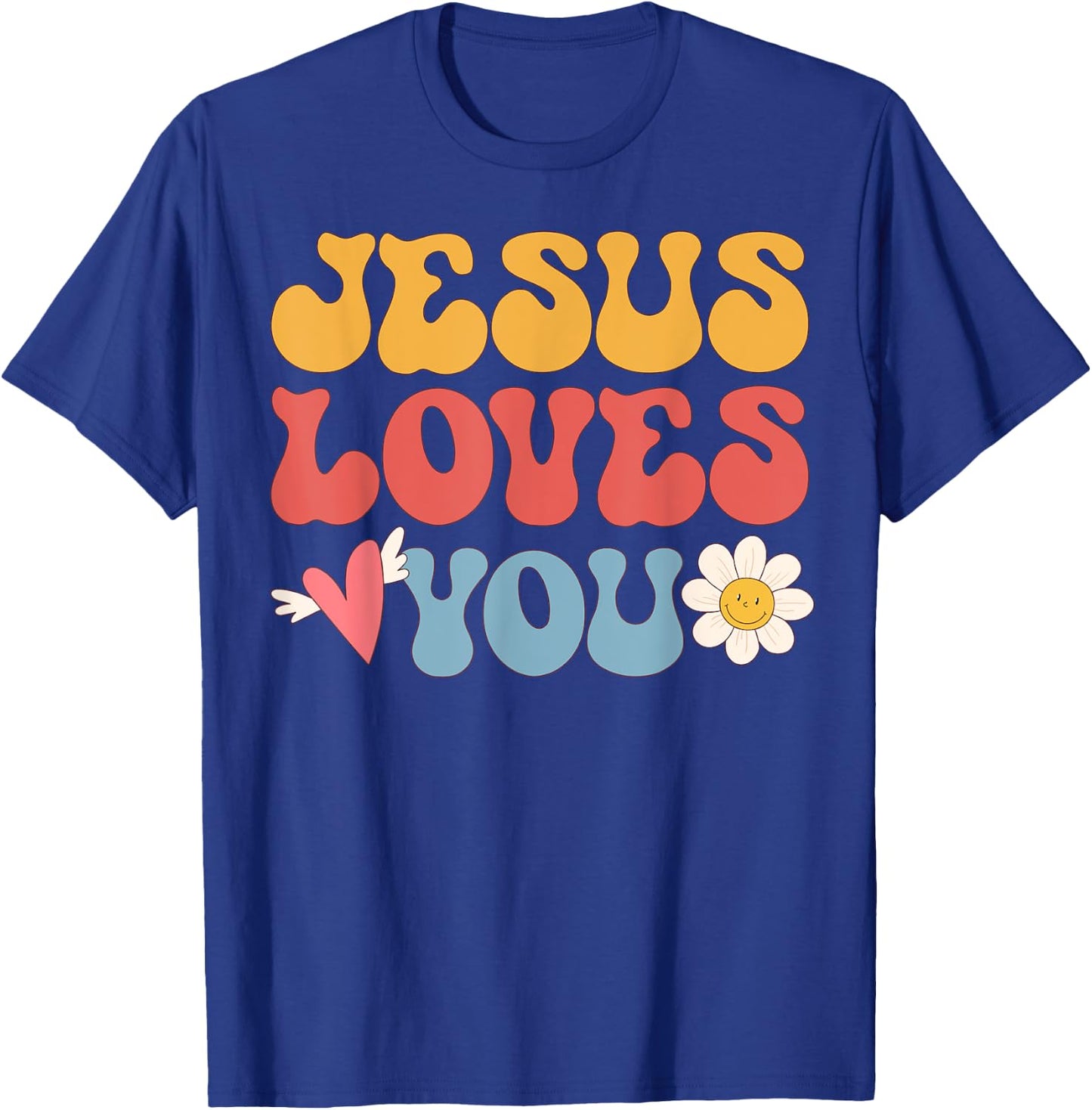 Groovy Jesus Loves You Christian 70's Hippie T-Shirt - T-Shirt | Royal