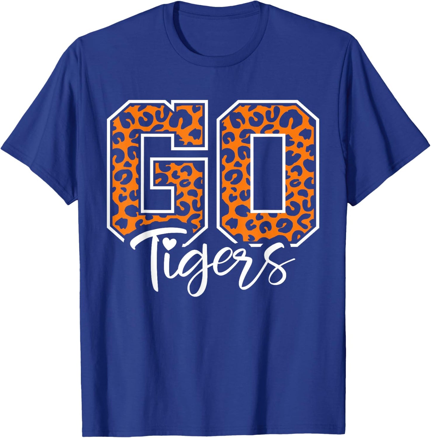 Tigers School Sports Fan Team Spirit Mascot Cute Heart T-Shirt - T-Shirt | Royal