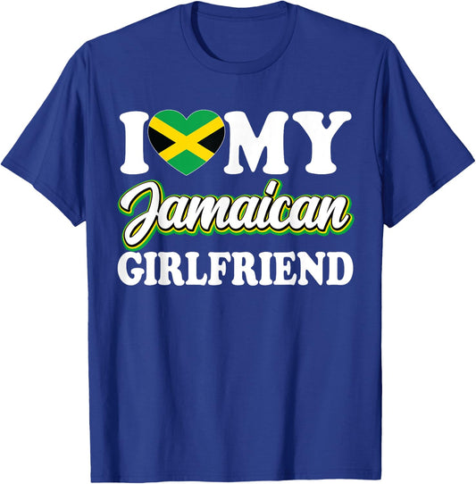 I Love My Jamaican Girlfriend Jamaican Flag Heart Girlfriend T-Shirt - T-Shirt | Royal