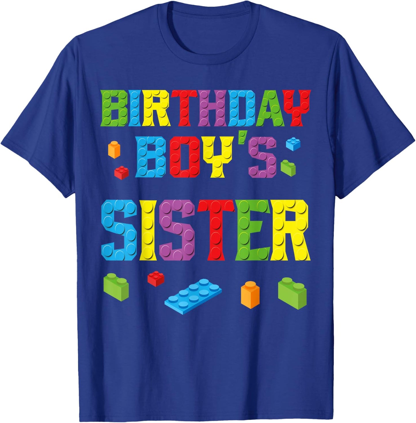 Master Builder Birthday Boy's Sister Building Bricks Blocks T-Shirt - T-Shirt | Royal
