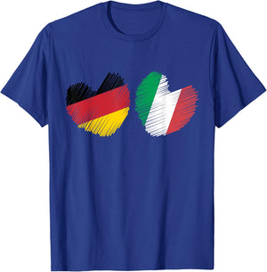 Germany Italy Heart German Flag Italian Flag Grunge Heart T-Shirt - T-Shirt | Royal