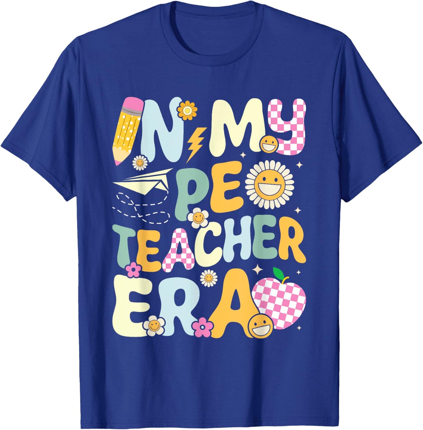 Retro In My PE Teacher Era Physical Education Groovy Women T-Shirt - T-Shirt | Royal