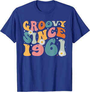 Groovy Since 1961 62nd Birthday Retro Gifts Born In 1961 T-Shirt - T-Shirt | Royal
