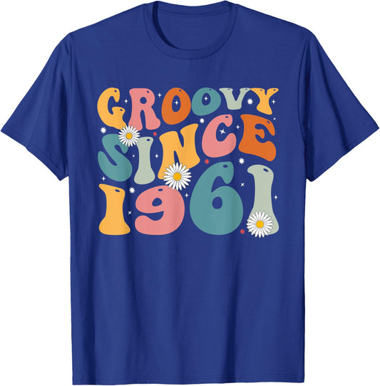 Groovy Since 1961 62nd Birthday Retro Gifts Born In 1961 T-Shirt - T-Shirt | Royal