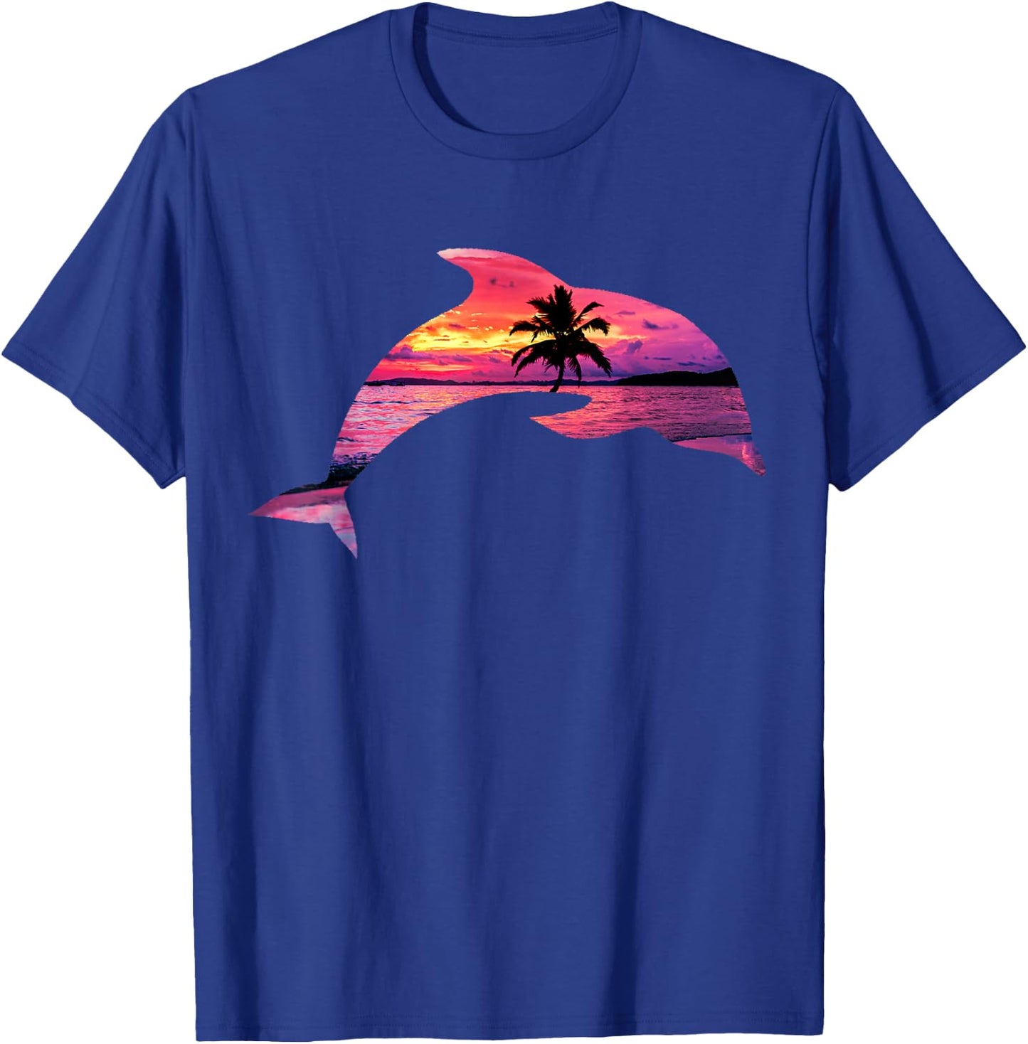 Beautiful Dolphin Sunset Colorful Sunrise Dolphin Silhouette T-Shirt - T-Shirt | Royal