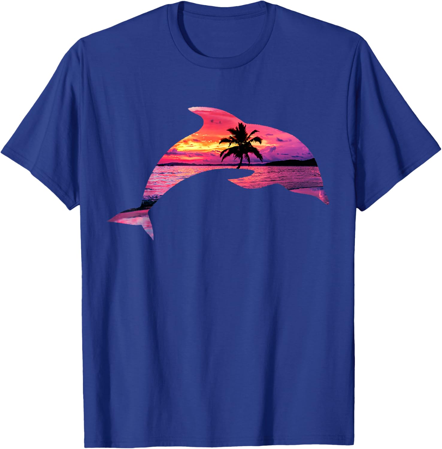 Beautiful Dolphin Sunset Colorful Sunrise Dolphin Silhouette T-Shirt - T-Shirt | Royal