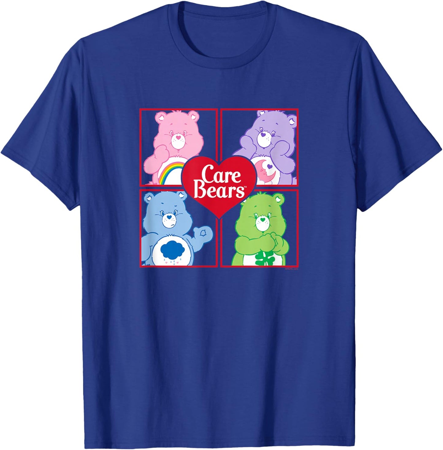 Care Bears Four Block Bears Heart Logo Retro Cartoon T-Shirt - T-Shirt | Royal
