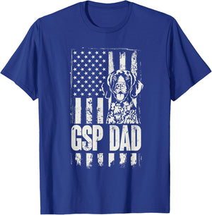 German Shorthaired Pointer GSP Dad Dog American Flag T-Shirt - T-Shirt | Royal
