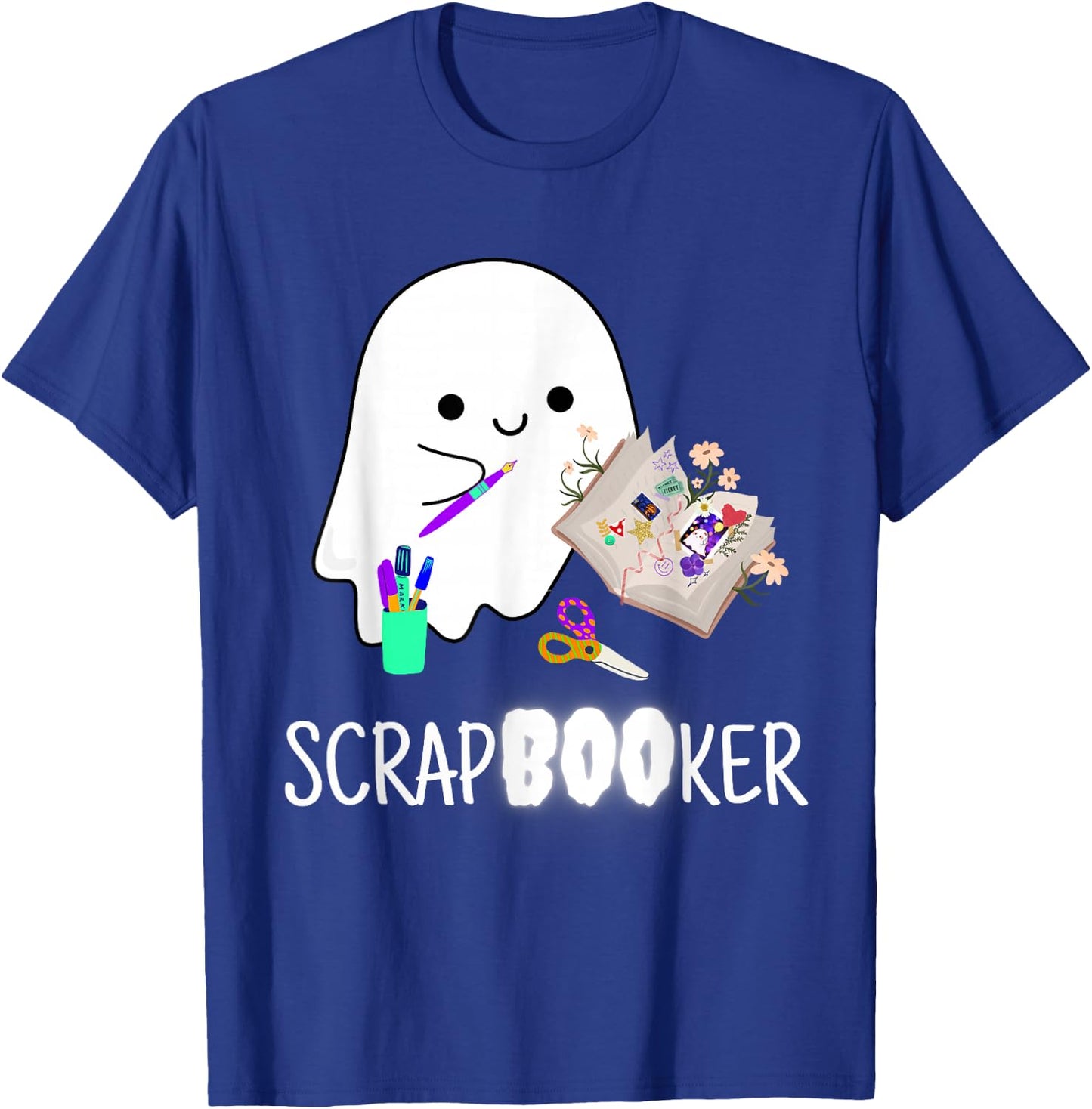Cute Ghost Halloween Scrapbook Arts Crafts T-Shirt - T-Shirt | Royal