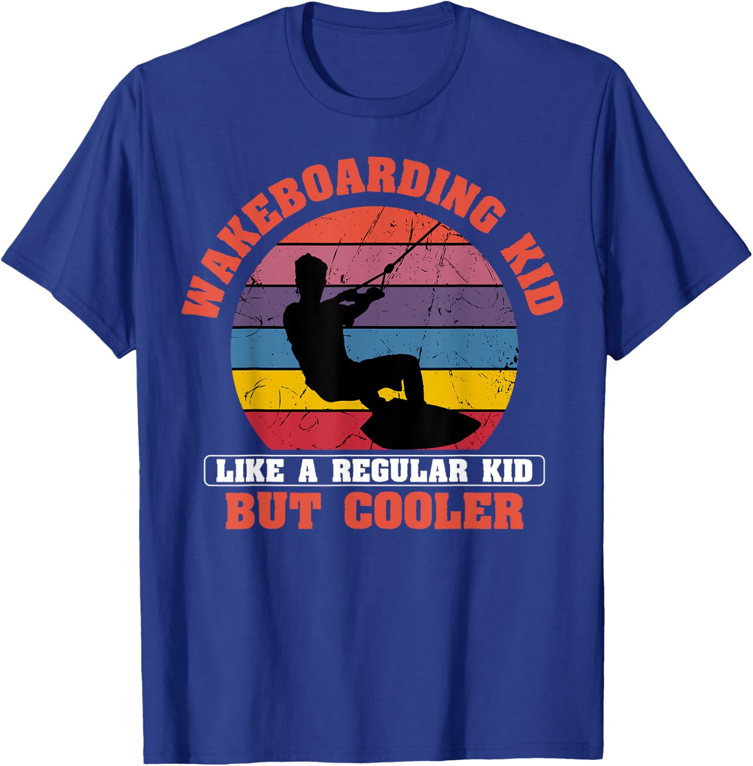 Wakeboarding Kid Retro Vintage Waterskiing Wakeboarder Sport T-Shirt - T-Shirt | Royal