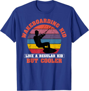 Wakeboarding Kid Retro Vintage Waterskiing Wakeboarder Sport T-Shirt - T-Shirt | Royal