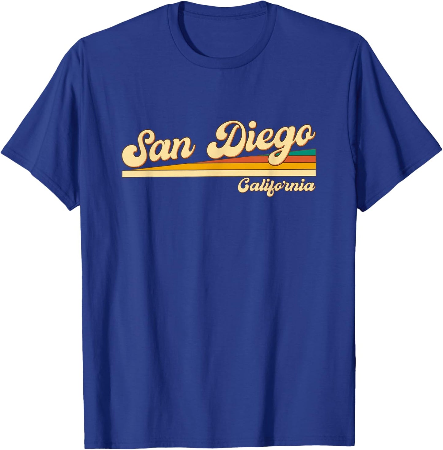 San Diego - California - Vintage / Retro Stripes - Classic T-Shirt - T-Shirt | Royal