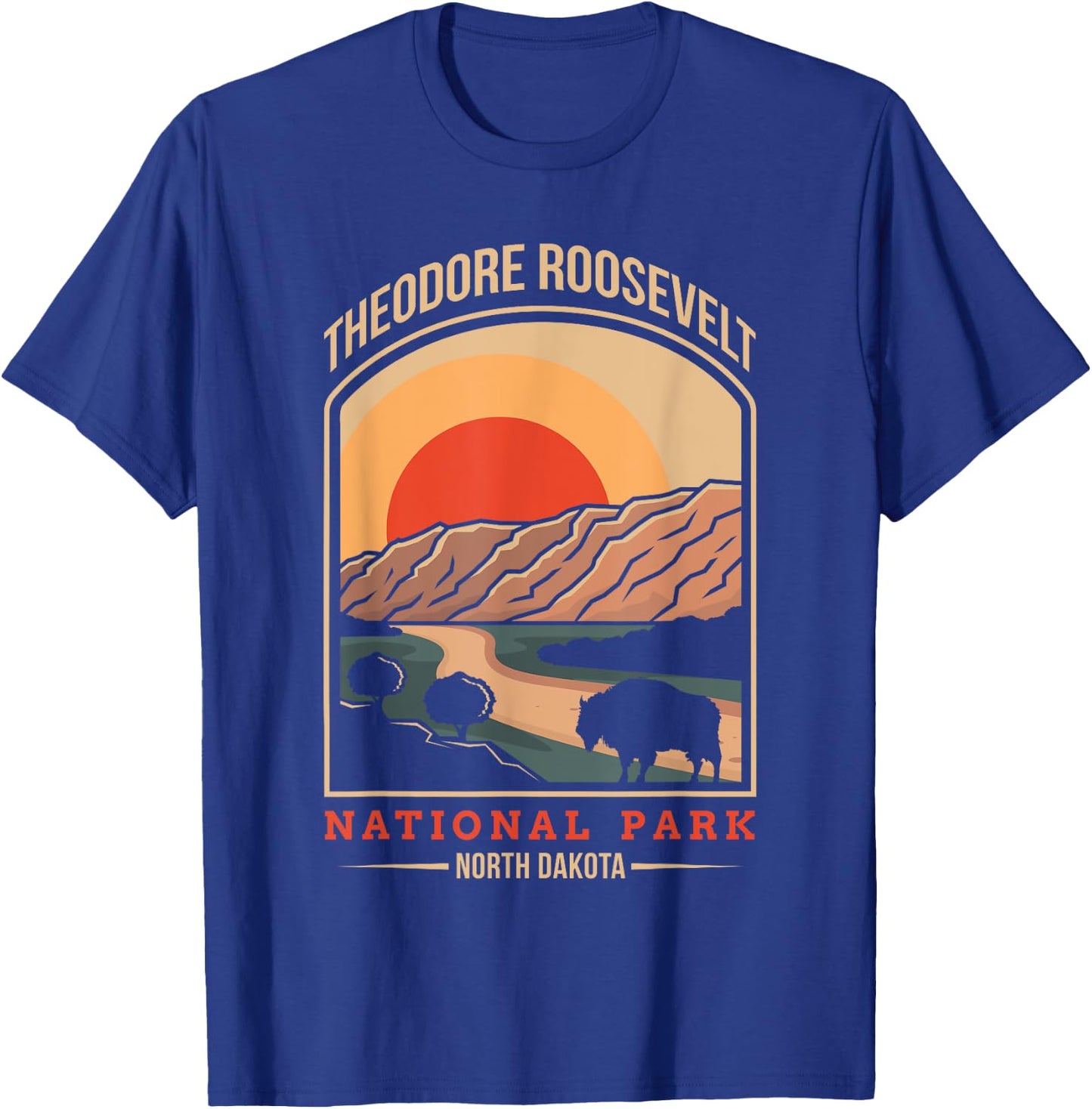 Theodore Roosevelt North Dakota US National Park Vintage T-Shirt - T-Shirt | Royal