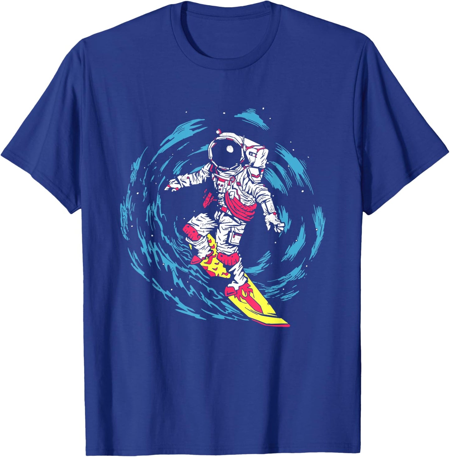 Space Astronaut Surf Through Black Hole T-Shirt - T-Shirt | Royal
